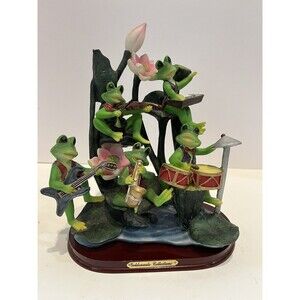 Frogs Musicians Figurine Goldenvale Collection Frog Band Piano Drum Guitar 10’